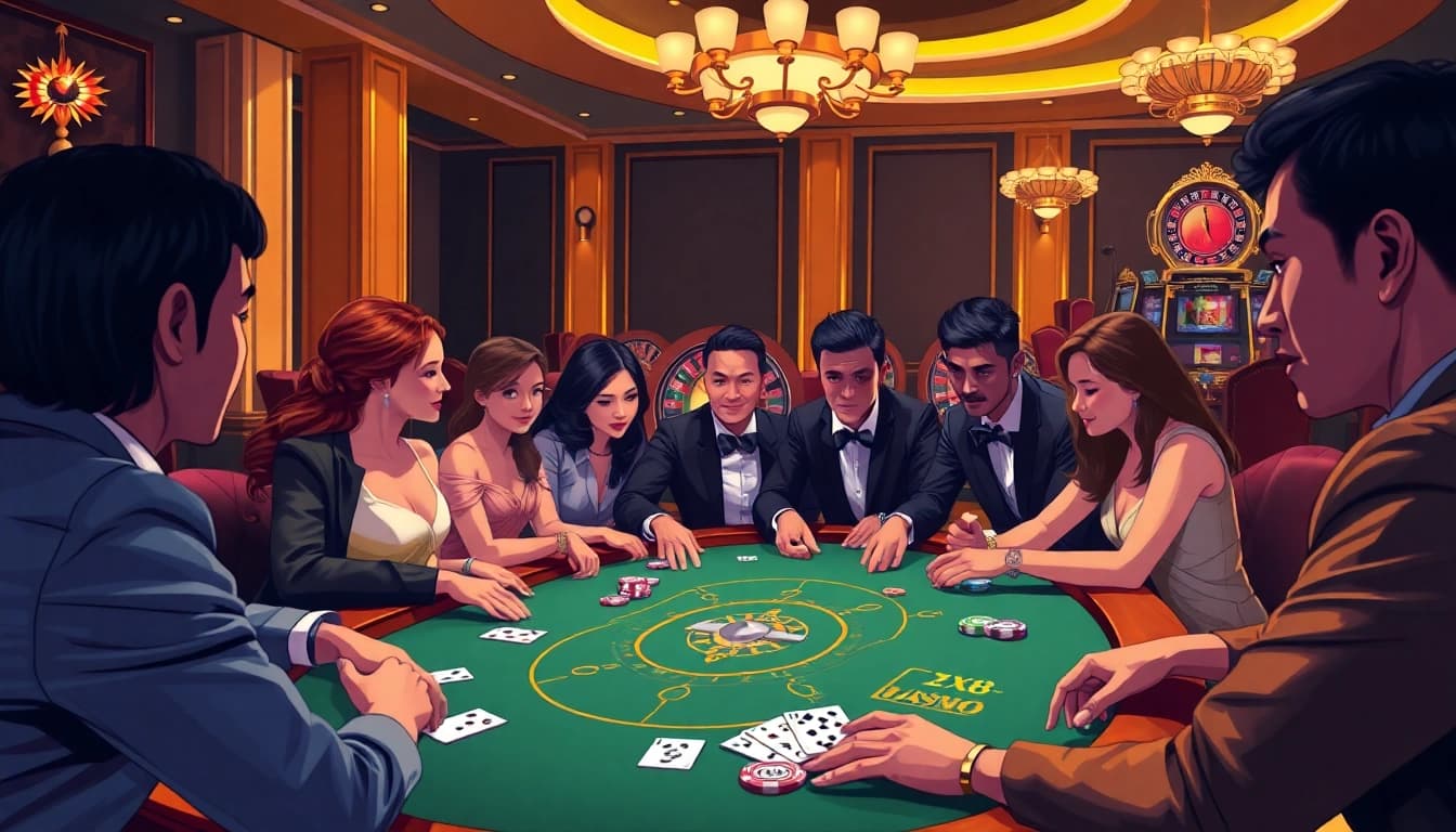Players enjoying thrilling games at XX88 Casino with lively betting atmosphere.