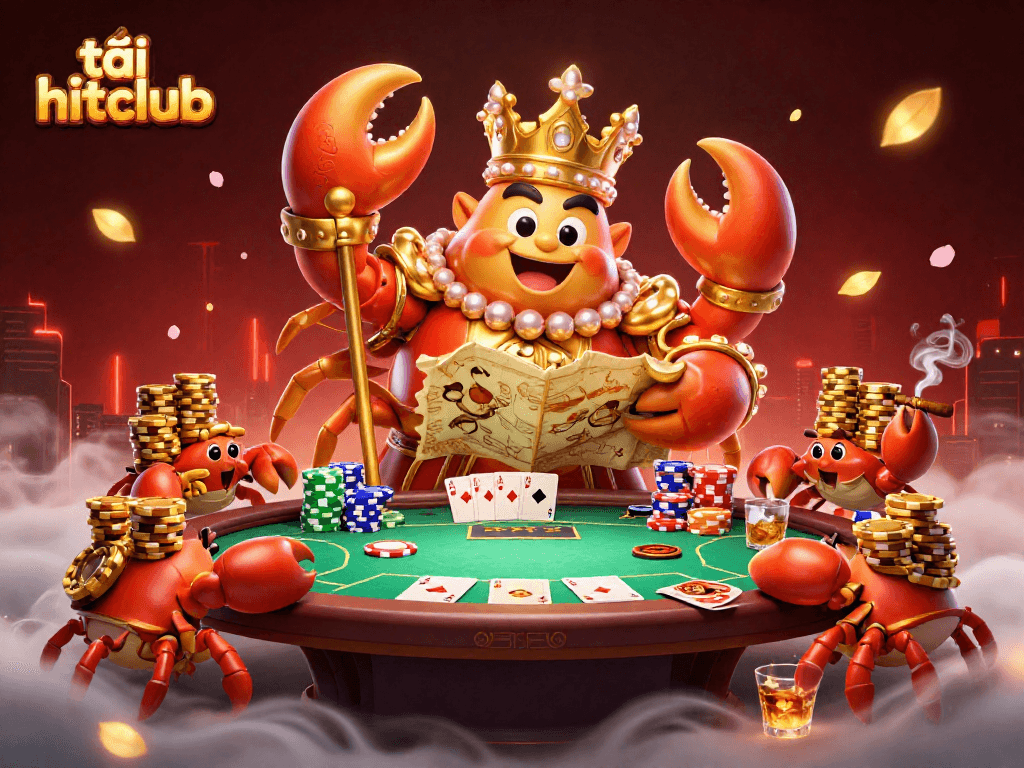 Experience exciting gameplay with tải hitclub as you join the golden crab emperor at the poker table.
