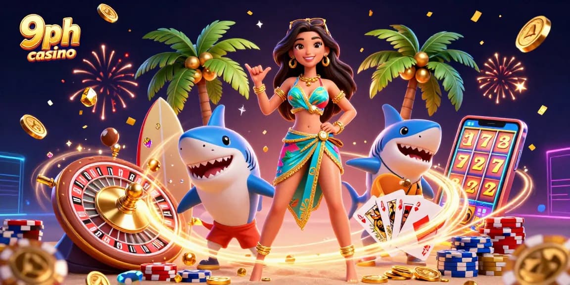 Experience excitement at 9ph casino with vibrant gaming elements and interactive characters.