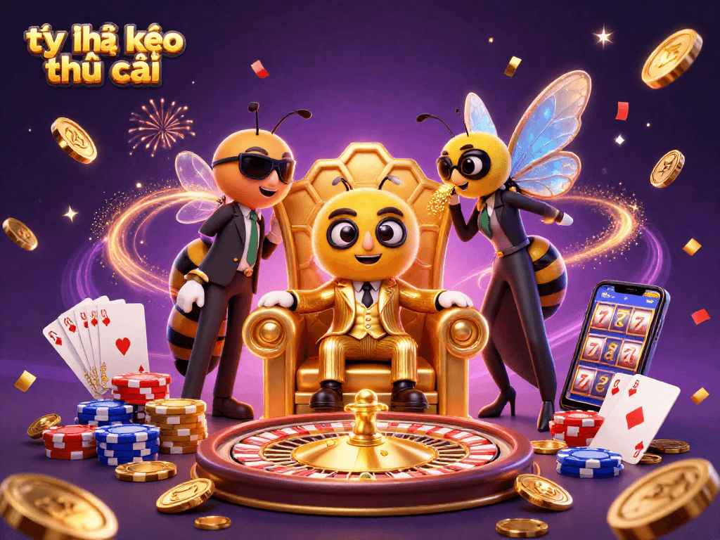 Experience the excitement of tỷ lệ kèo nhà cái in this vibrant 3D casino illustration featuring dynamic game elements.