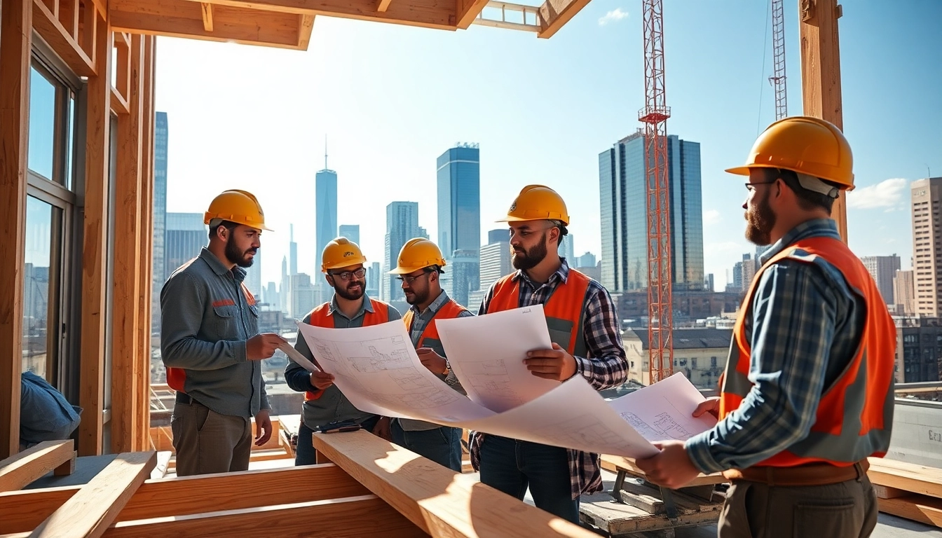 Manhattan General Contractor overseeing a construction project in the heart of NYC, emphasizing teamwork and urban development.