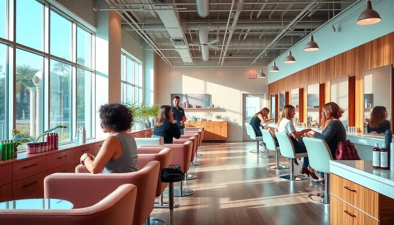 Beautiful view of Omnia Salon's stylish interior, highlighting precision haircuts and vibrant coloring.