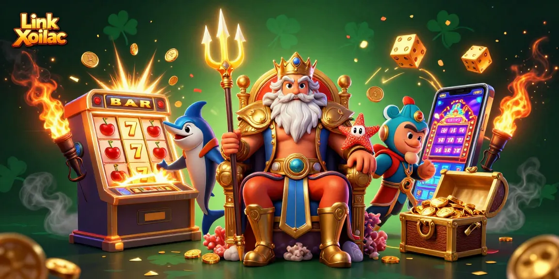 Experience thrilling moments and vibrant visuals with Link Xoilac in this rich 3D casino illustration.