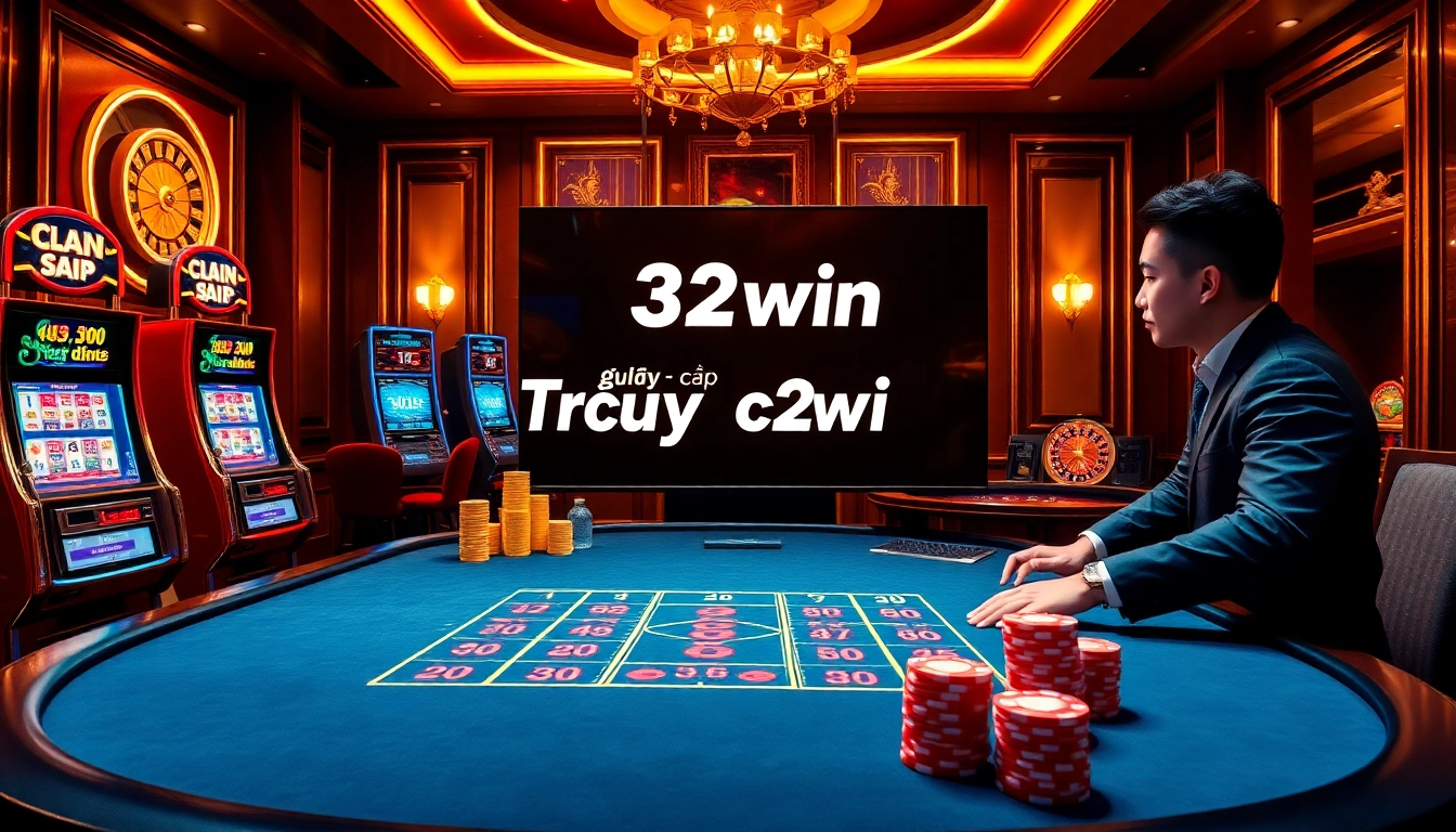 Experience the excitement of casino gaming with Truy cập 32win amidst luxurious tables and vibrant chips.