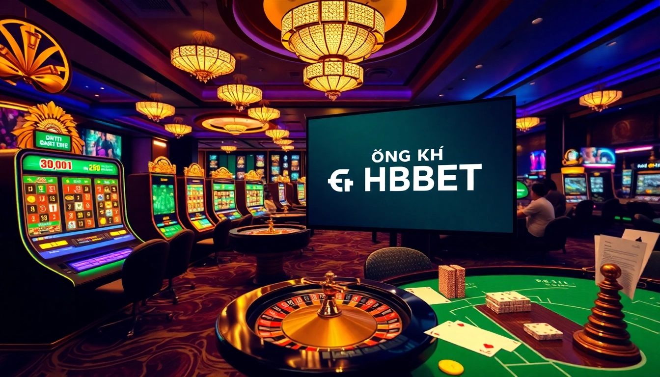 Engaging scene highlighting ĐĂNG KÝ HBBET with vibrant online casino elements for gamblers.