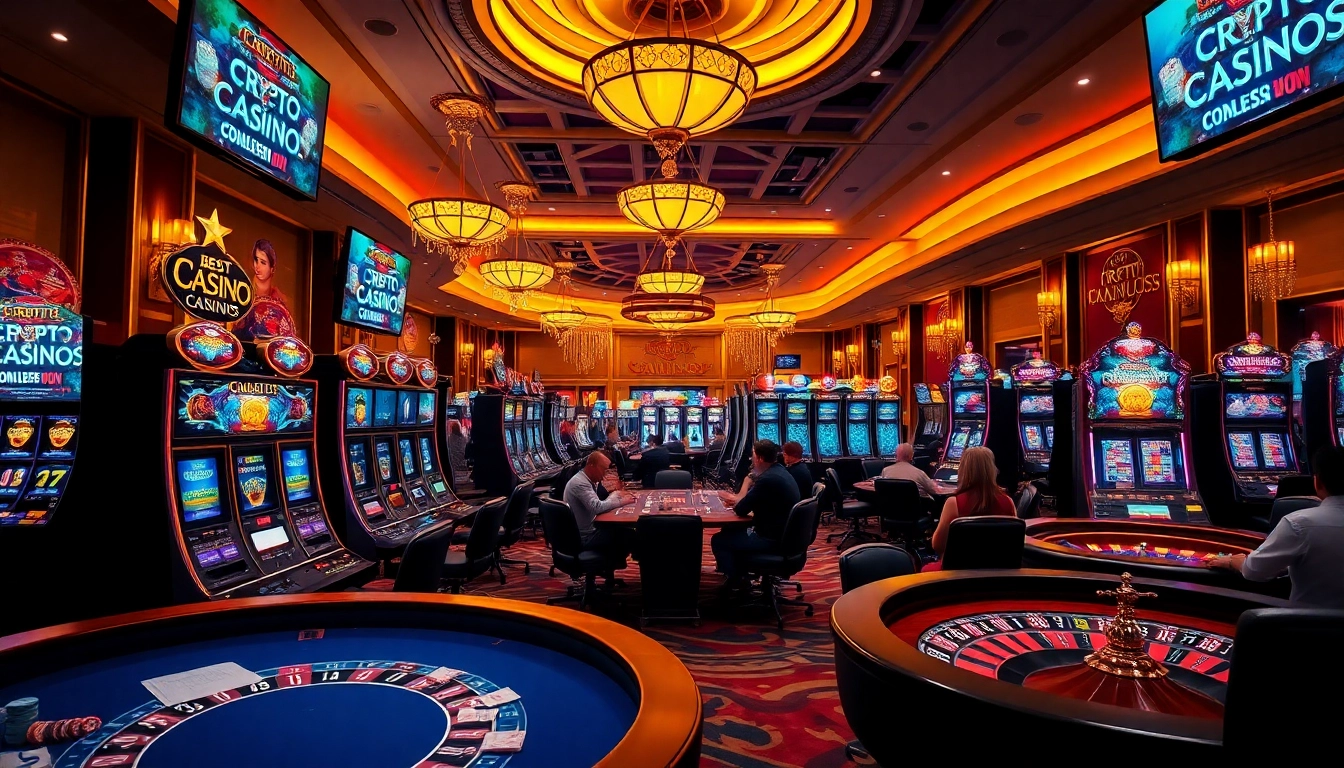 Experience thrilling gameplay at the best crypto casinos with vibrant slot machines and roulette wheels.