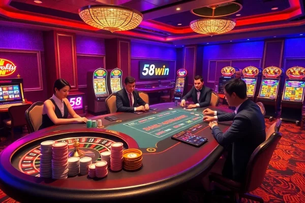 Exciting gambling scene at 58win.com with high-stakes poker and casino games
