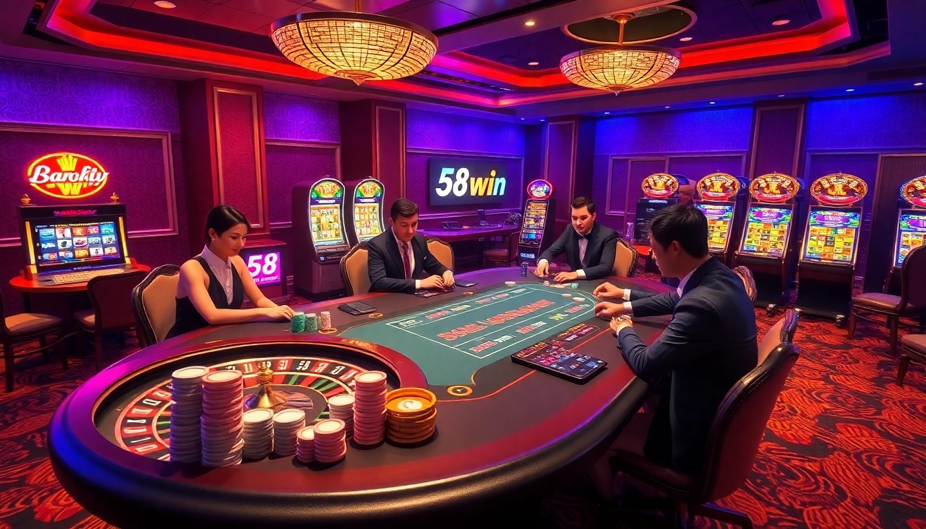 Exciting gambling scene at 58win.com with high-stakes poker and casino games