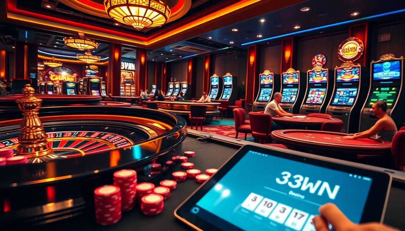 Experience the excitement of betting at 33WIN casino tables with vibrant games and luxury ambiance.