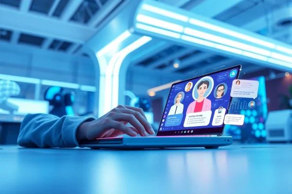 Experience interactive AI conversations with Crushon, featuring a modern tech interface.