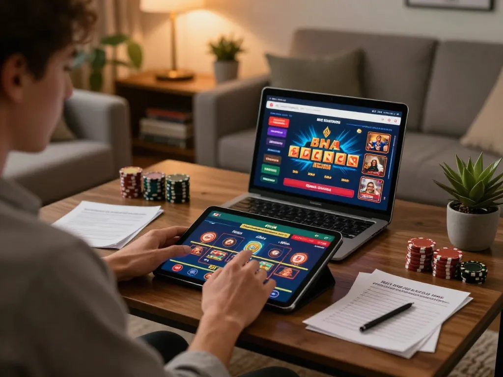 Engaging in MM 88 online casino strategy while enjoying a cozy home atmosphere.