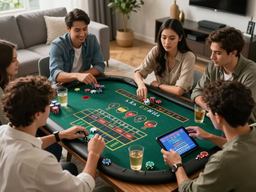 Players enjoying an online roulette game on a tablet, showcasing the vibrant MB66 gaming experience.