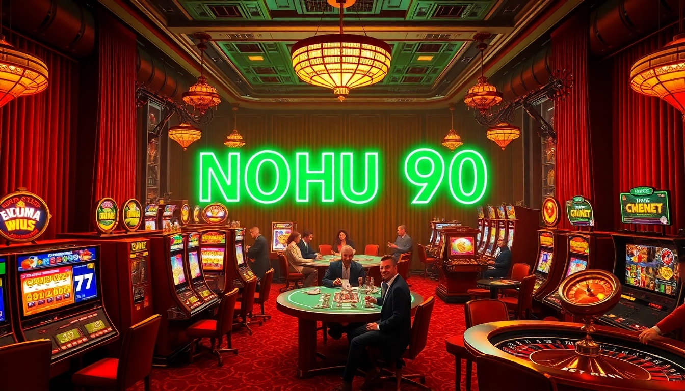 Experience the excitement of NOHU 90 as players engage in thrilling casino games at a luxurious gaming venue.