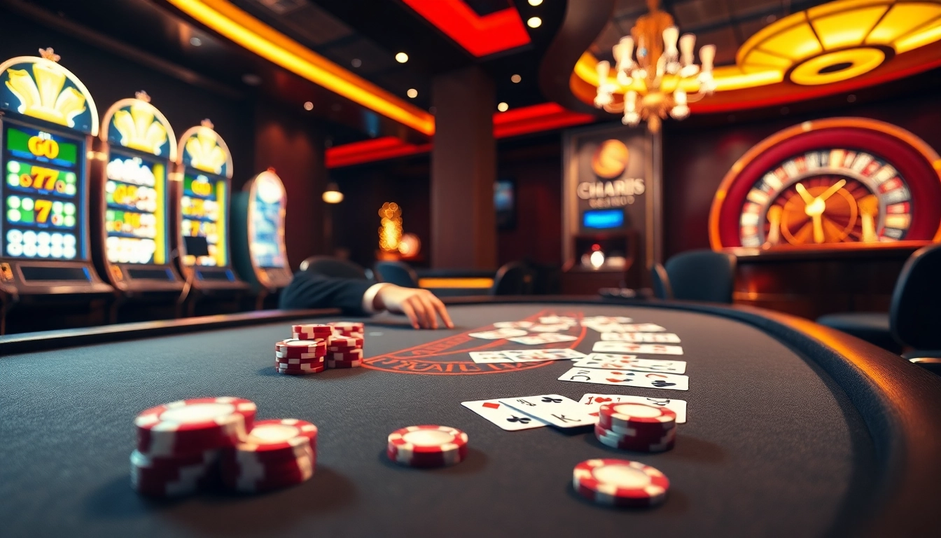 Engaging scene of a player at the blackjack table in THABET newba5, surrounded by vibrant casino elements.
