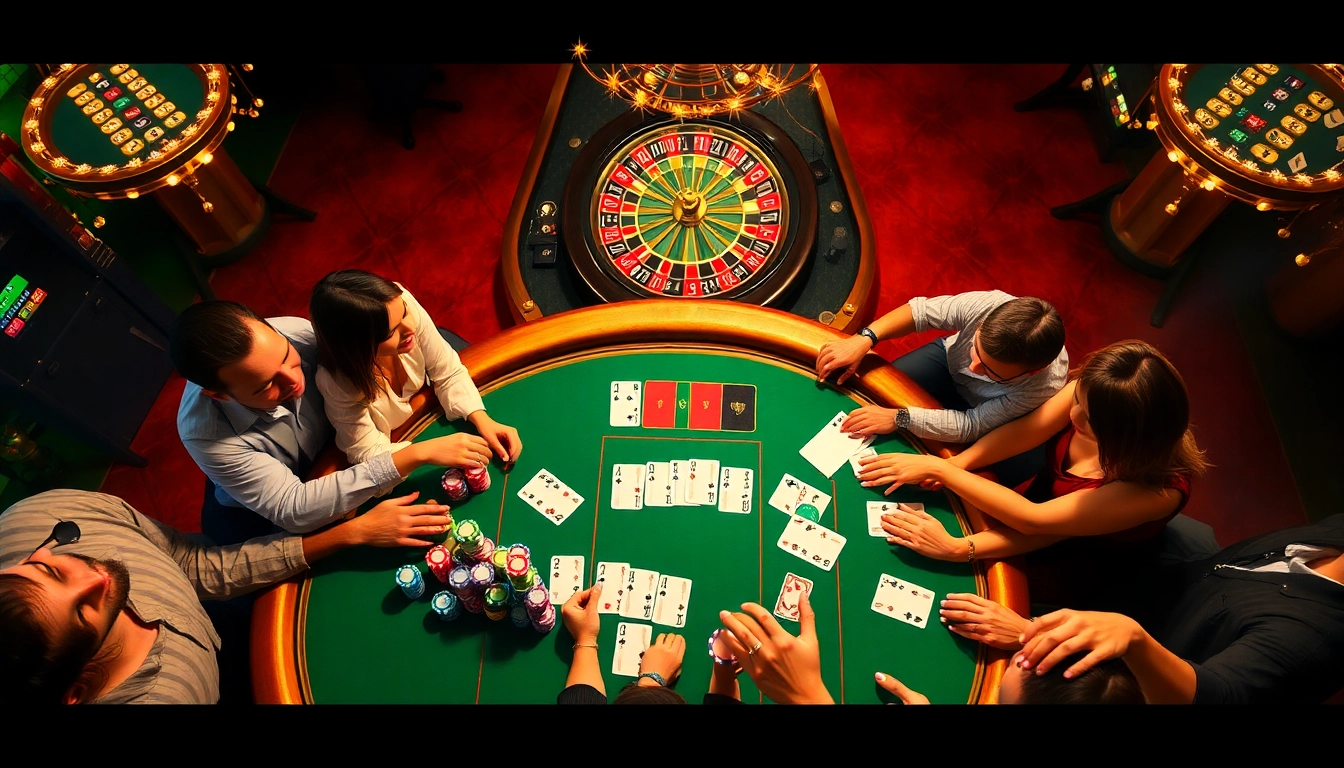 An exciting poker game with players and chips at https://tapdoankjc.com/, reflecting a vibrant casino atmosphere.