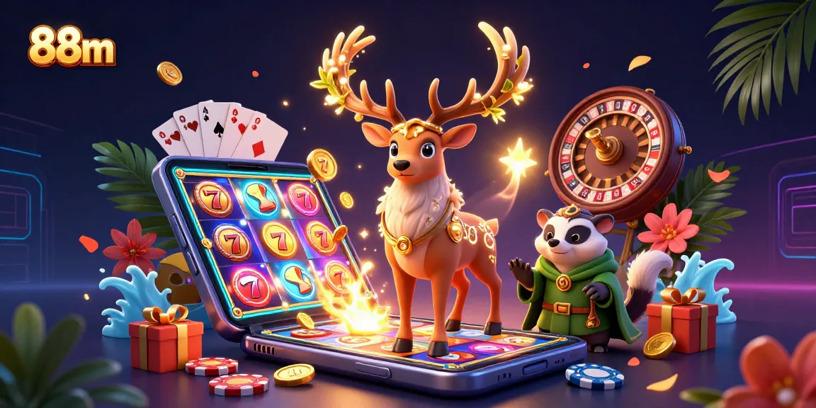 Spin the reels at 88m with a whimsical scene featuring a druid stag, wise badger, and exciting game elements.