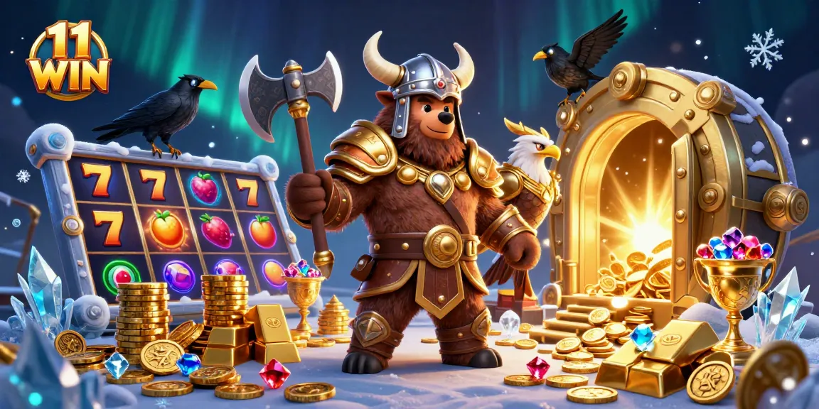 Spin the reels of 11 WIN with a dazzling scene of treasures and vibrant characters.