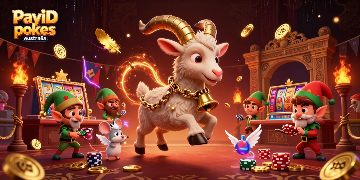 Experience thrilling gameplay in PayID pokies australia with an enchanting casino scene of Krampus and friends.