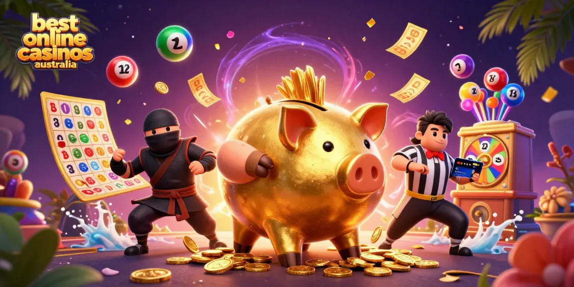 Experience the thrill of the best online casinos Australia with vibrant gaming elements in a dynamic scene.