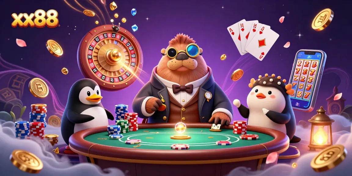 Experience the thrill of xx88 with underwater poker and cosmic casino elements in vibrant detail.