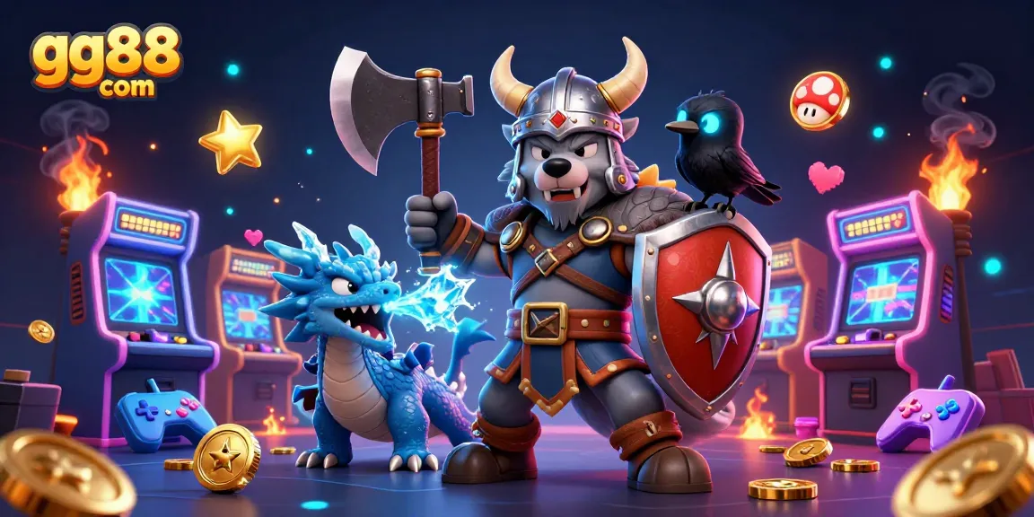 Engage in thrilling adventures at gg88 com with a vibrant 3D casino illustration featuring characters and dynamic gaming elements.